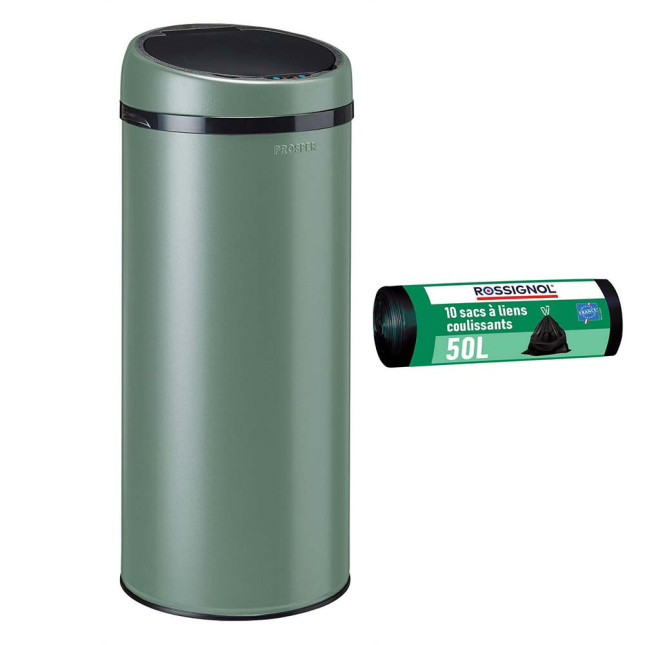 Poubelle cuisine automatique 45L et 10 sacs poubelle 50L Vert Natura Poubelle cuisine automatique 45L et 10 sacs poubelle 50L Vert Natura