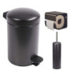 Ensemble salle de bains/toilettes avec poubelle 3L et accessoires Noir Basalte