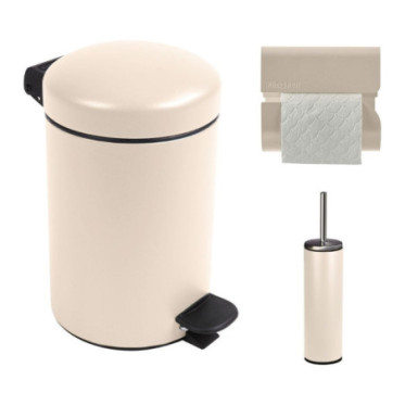 Ensemble salle de bains/toilettes avec poubelle 3L et accessoires Beige Astral