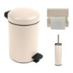 Ensemble salle de bains/toilettes avec poubelle 3L et accessoires Beige Astral