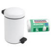 Poubelle salle de bain 3L et 40 sacs poubelle 5L Blanc Coton Poubelle salle de bain 3L et 40 sacs poubelle 5L Blanc Coton