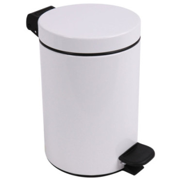 Poubelle salle de bain à pédale 3L Blanc Éclat