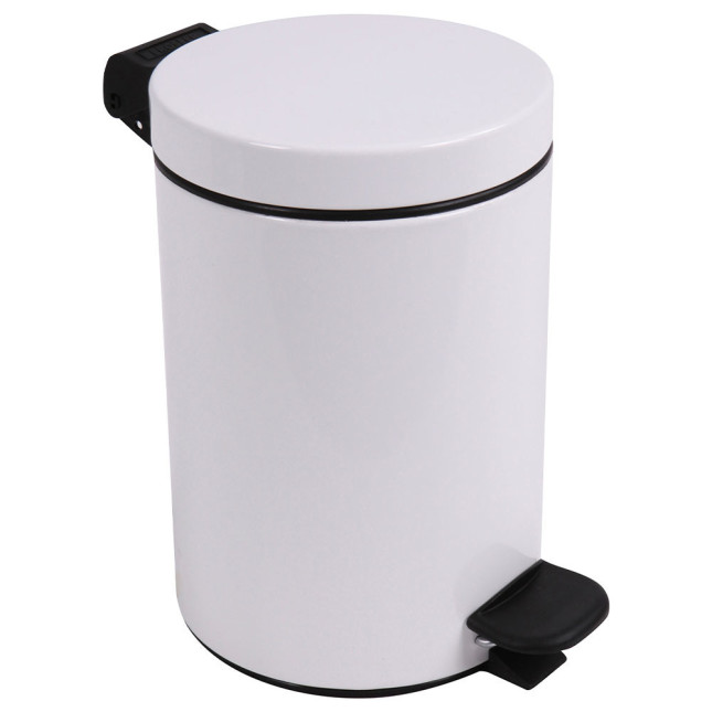 Poubelle salle de bain à pédale 3L Blanc Éclat