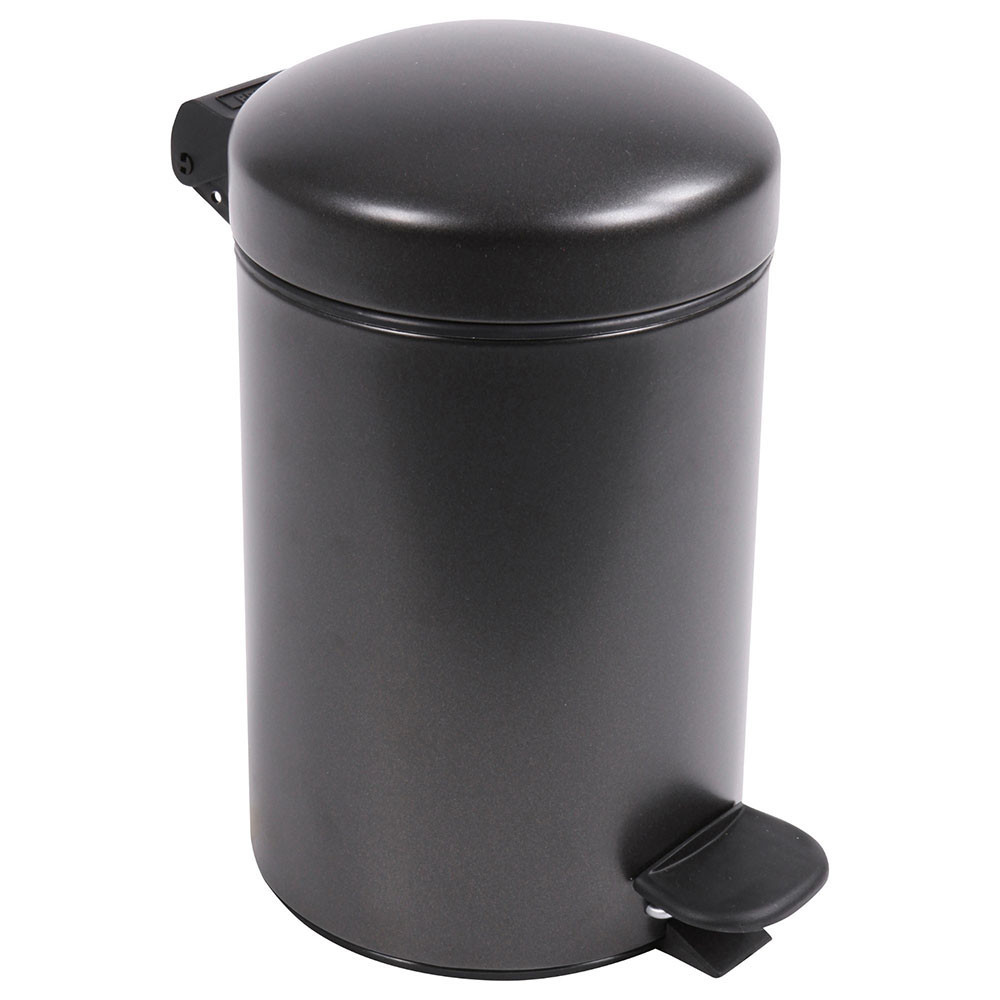 Poubelle salle de bain à pédale 3L Noir Basalte