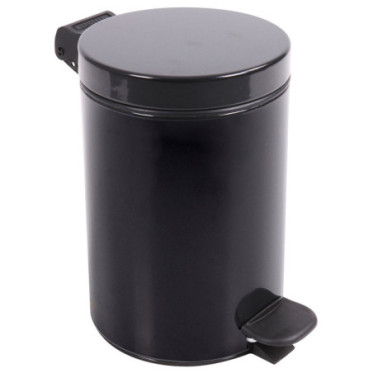 Poubelle salle de bain à pédale 3L Noir Graphite