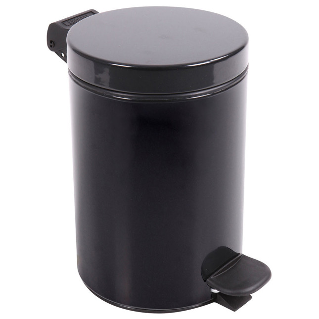 Poubelle salle de bain à pédale 3L Noir Graphite