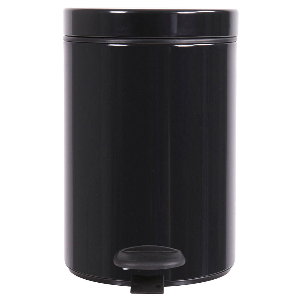 Poubelle salle de bain à pédale 3L Noir Graphite