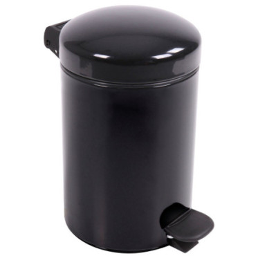 Poubelle salle de bain à pédale 3L Noir Graphite