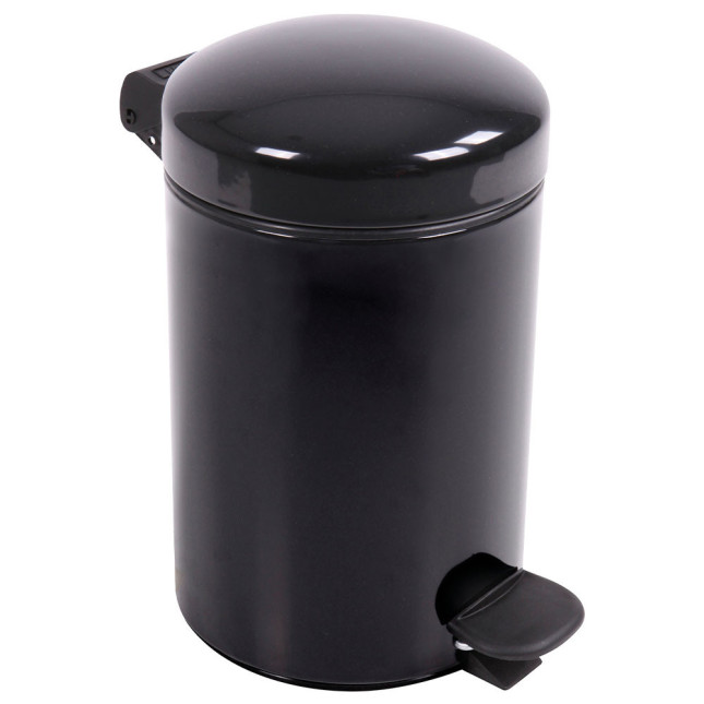 Poubelle salle de bain à pédale 3L Noir Graphite