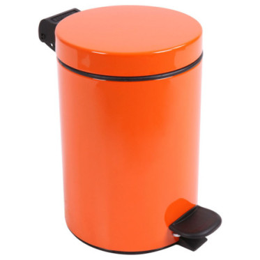 Poubelle salle de bain à pédale 3L Orange Clémentine