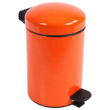Poubelle salle de bain à pédale 3L Orange Clémentine