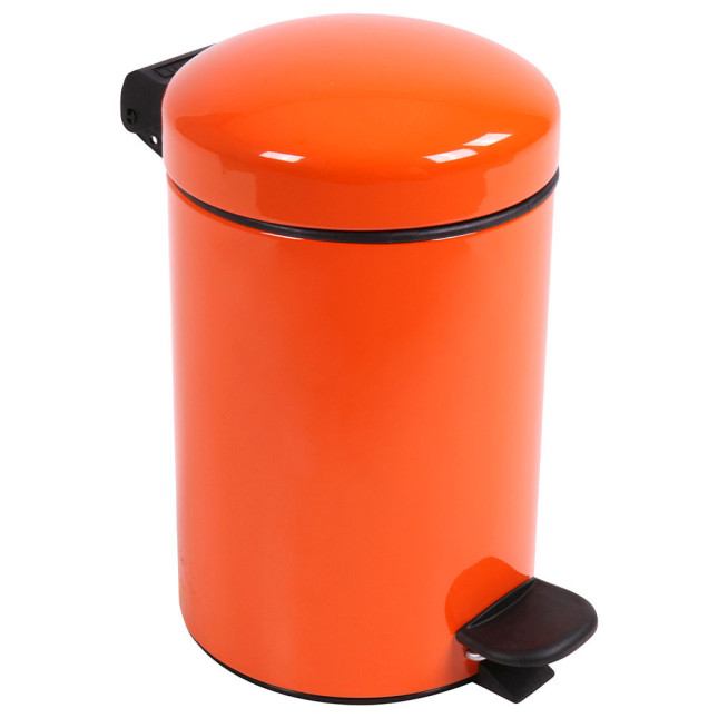 Poubelle salle de bain à pédale 3L Orange Clémentine