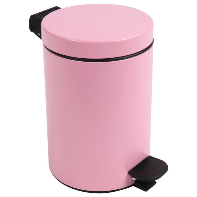 Poubelle salle de bain à pédale 3L Rose Dragée