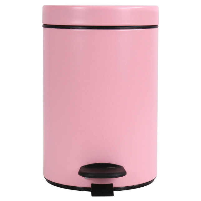 Poubelle salle de bain à pédale 3L Rose Dragée