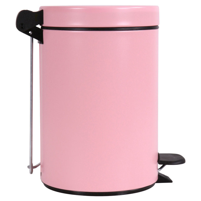 Poubelle salle de bain à pédale 3L Rose Dragée
