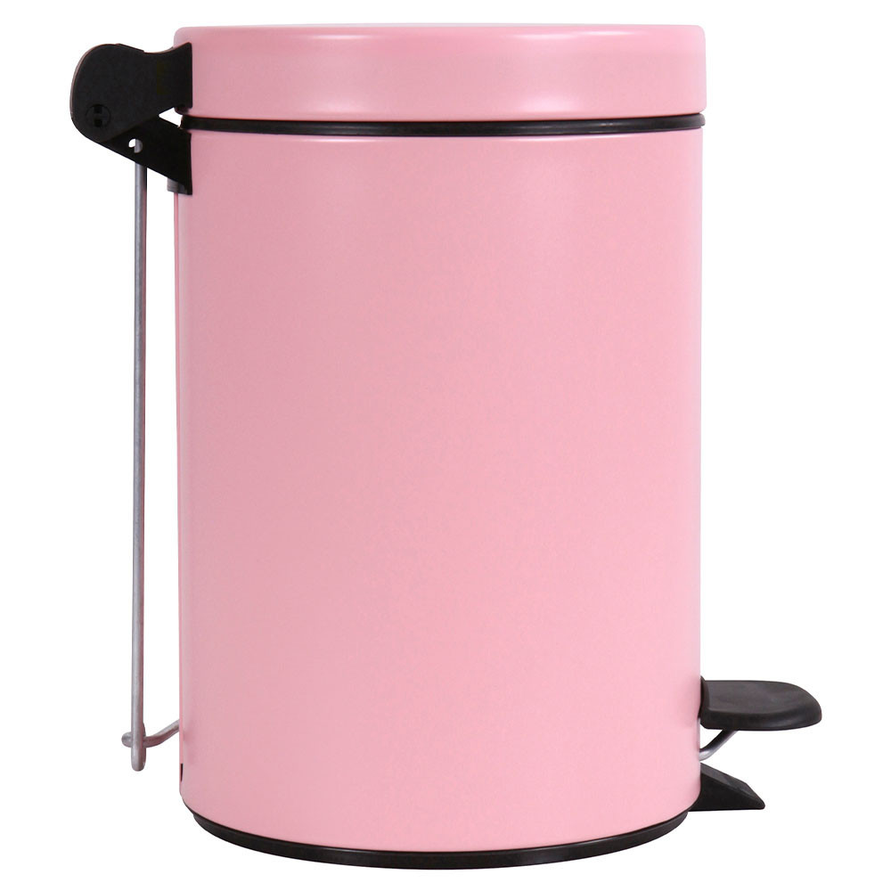 Poubelle salle de bain à pédale 3L Rose Dragée