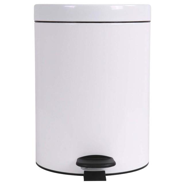 Poubelle salle de bain à pédale 5L Blanc Éclat