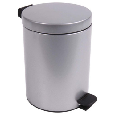Poubelle salle de bain à pédale 5L Gris Galet