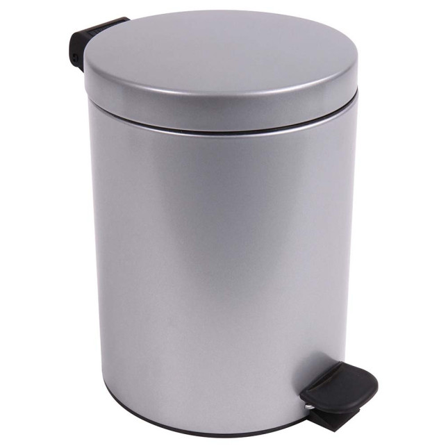 Poubelle salle de bain à pédale 5L Gris Galet