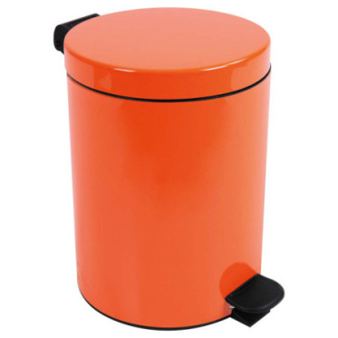 Poubelle salle de bain à pédale 5L Orange Clémentine