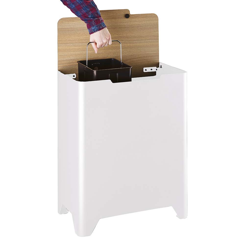 Poubelle cuisine de tri sélectif 2x20L avec seaux Blanc Coton