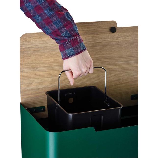 Poubelle cuisine de tri sélectif 2x20L avec seaux Vert Sapin Poubelle cuisine de tri sélectif 2x20L avec seaux Vert Sapin