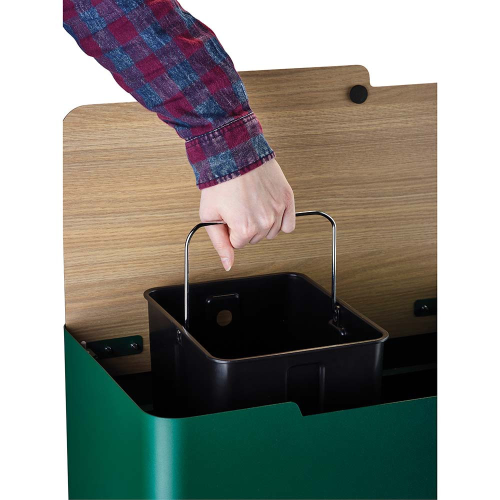Poubelle cuisine de tri sélectif 2x20L avec seaux Vert Sapin Poubelle cuisine de tri sélectif 2x20L avec seaux Vert Sapin
