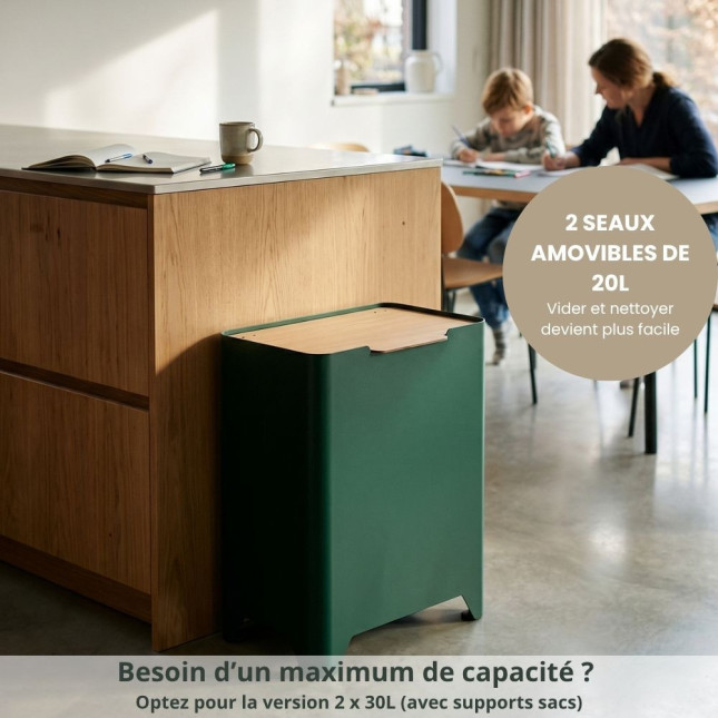 Poubelle cuisine de tri sélectif 2x20L avec seaux Beige Astral Poubelle cuisine de tri sélectif 2x20L avec seaux Beige Astral