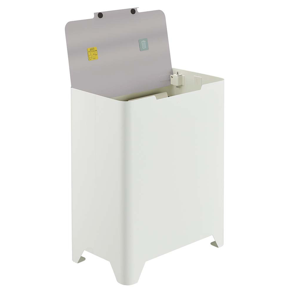 Poubelle cuisine de tri sélectif 2x30L Blanc Coton/Gris galet