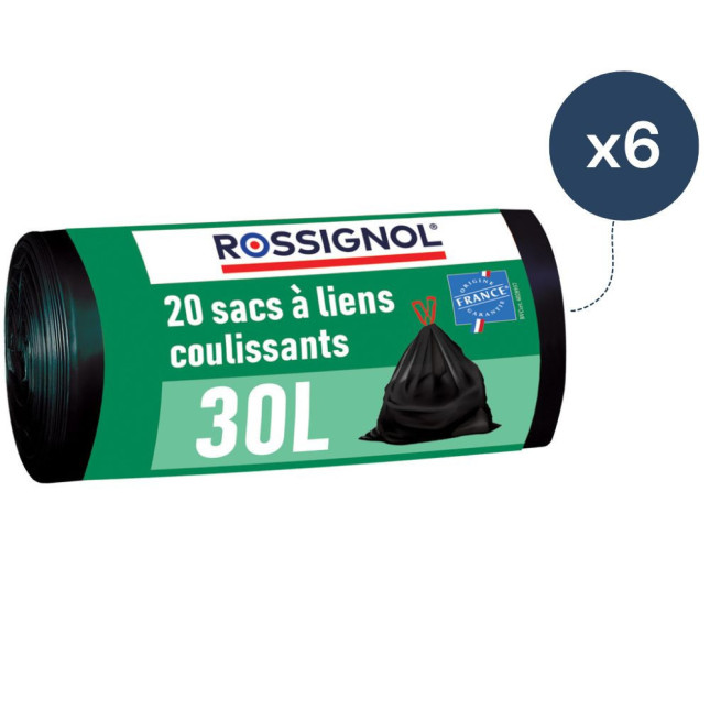 Lot de 6 rouleaux de 20 sacs-poubelle 30L - 120 sacs Lot de 6 rouleaux de 20 sacs-poubelle 30L - 120 sacs
