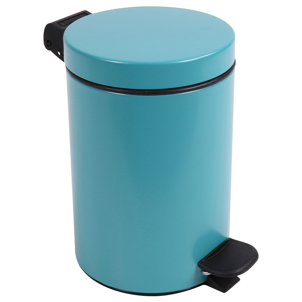 Poubelle salle de bain à pédale 3L Bleu Turquoise