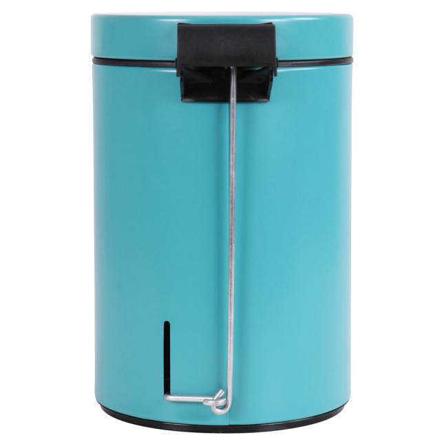 Poubelle salle de bain à pédale 3L Bleu Turquoise