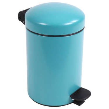 Poubelle salle de bain à pédale 3L Bleu Turquoise