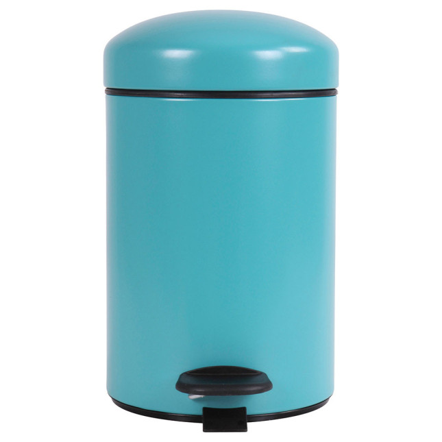 Poubelle salle de bain à pédale 3L Bleu Turquoise