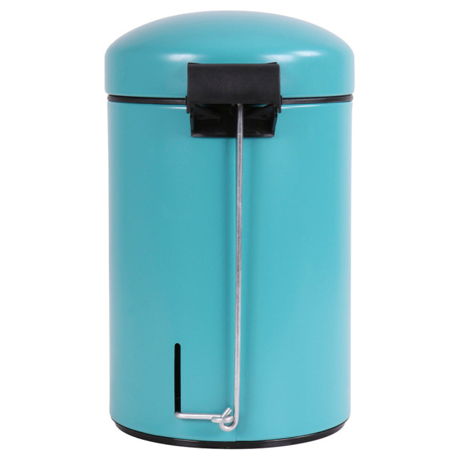 Poubelle salle de bain à pédale 3L Bleu Turquoise