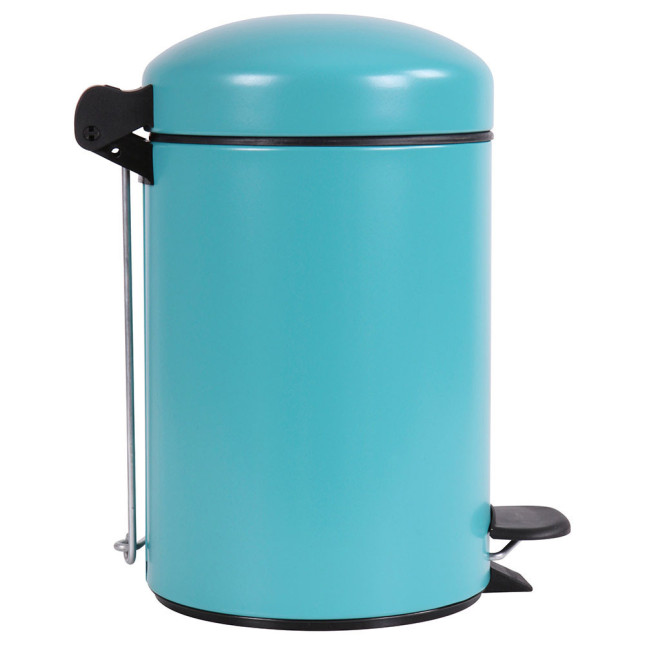 Poubelle salle de bain à pédale 3L Bleu Turquoise
