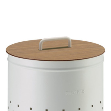 Couvercle compact HPL chêne clair avec poignée Blanc Coton 45L