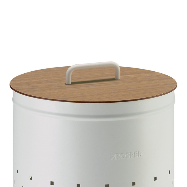 Couvercle compact HPL chêne clair avec poignée Blanc Coton 45L