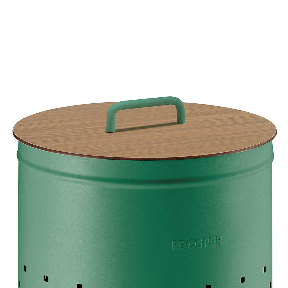 Couvercle compact HPL chêne clair avec poignée Vert Natura 45L
