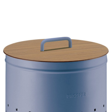 Couvercle compact HPL chêne clair avec poignée Bleu Lavande 45L
