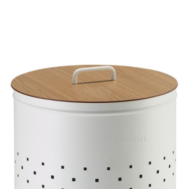 Couvercle compact HPL chêne clair avec poignée Blanc Coton 65L